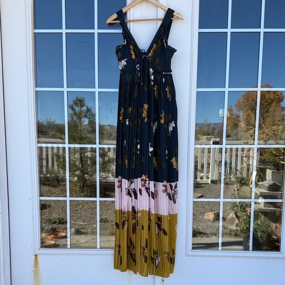 Ted Baker Floral Maxi Dress in Navy, Pink, and Yellow